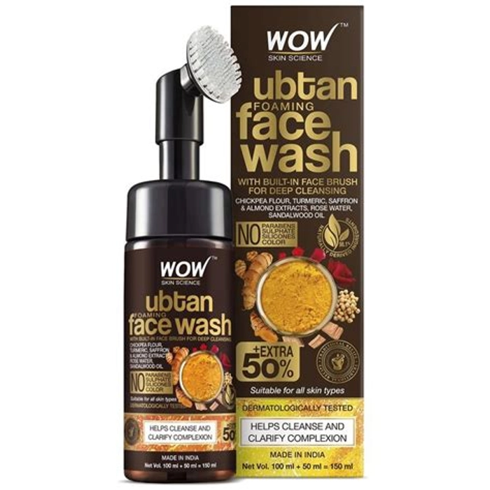 Wow Ubtan Foaming Face Wash With Builtin Face Bru