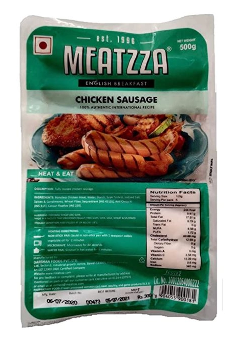 MEATZZA CHICKEN COOKED SAUSAGE SKNLS500G