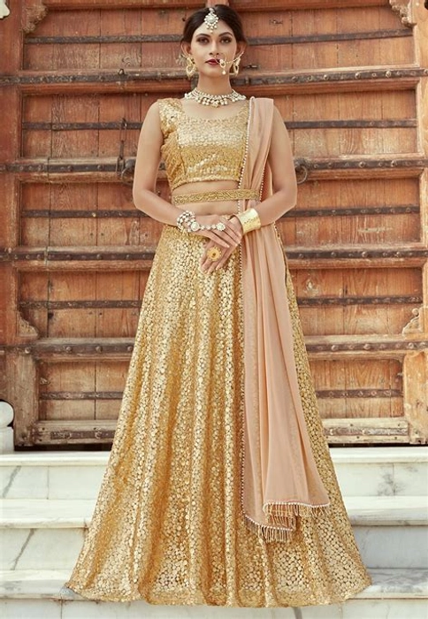 Golden Red Bridal Lehenga, Size: Free Size at Rs 10999 in Surat | ID:  2853045827491