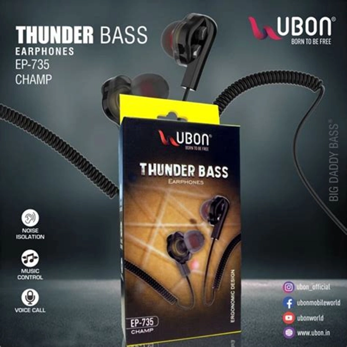 Buy Ubon UB 735 THUNDER BASS EARPHONE Wired Headset online from