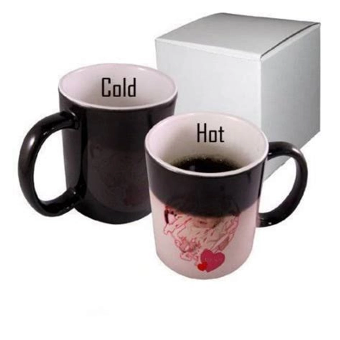 Black Printed Hot & Cold Magic Mug, Size: 350ml