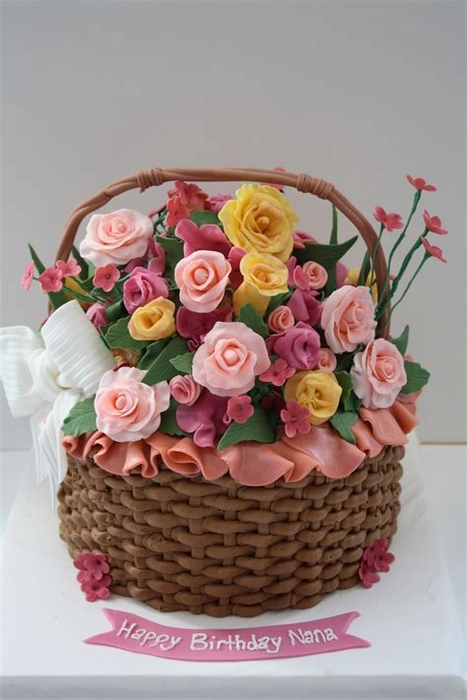 GK Bake - A beautiful pink flower basket cake 🎂 vanilla... | Facebook