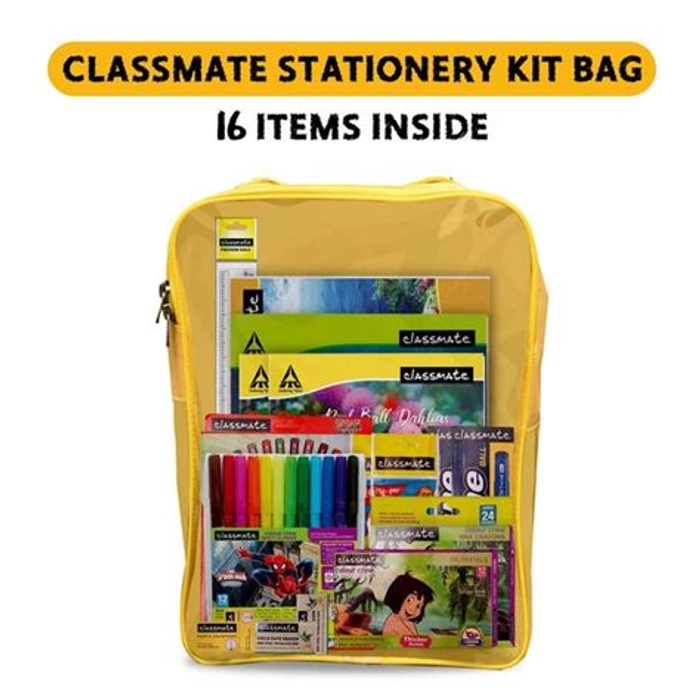 Classmate Stationery Kit Bag - Drawing Book, Sketch Pen, Oil Pastel, Eraser, Crayons, Notebook, Scale, Sharpener, Octane Colour Burst Pen, Mechanical Pencil, Octane Glide Ball Pen, Scrapbook