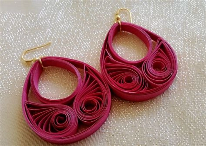 Quilling Teardrop Earrings Black or Purple | Sweethearts and Crafts