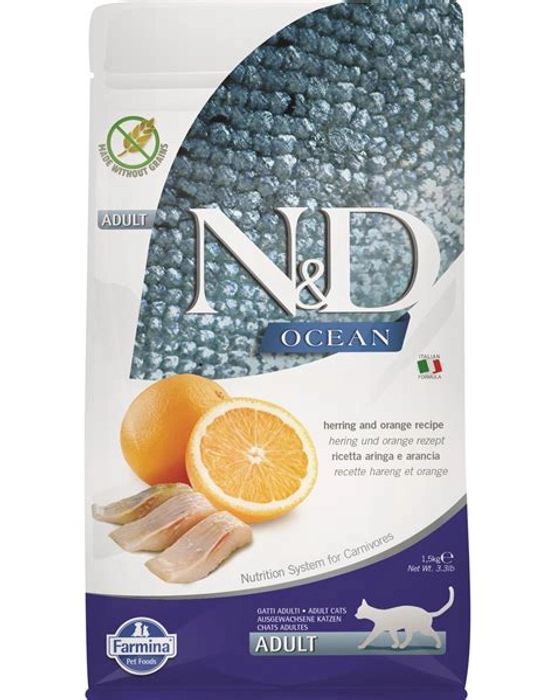 FARMINA N&D OCEAN CAT HERRING & ORANGE 1.5 KG