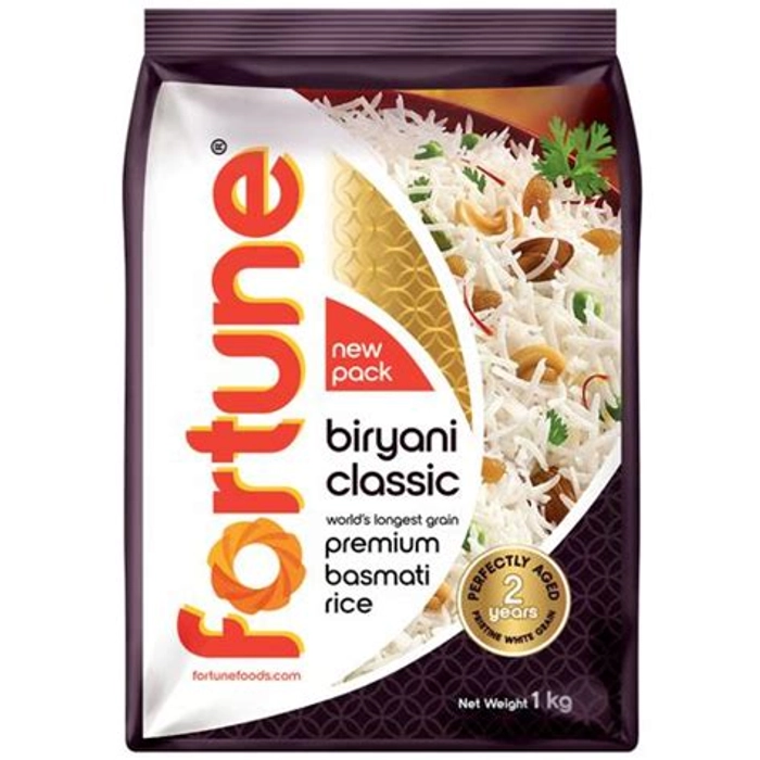 Fortune Biryani Classic, Premium basmati Raw Rice, Aged for 2 Years, 1 kg