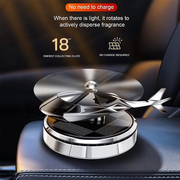 Solar Helicopter Car Aromatherapy Decor, Solar Energy Rotating Helicopter Design Aromatherapy Diffuser Car air Freshener Essential Oil Diffuser