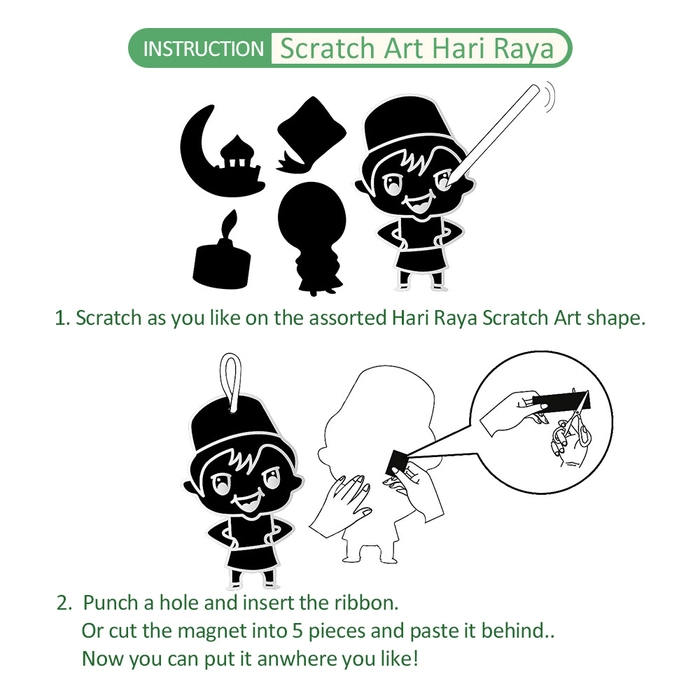 【Selamat Hari Raya】 Kids Traditional Art Craft Felt Eid Mebarak Pencil Topper / Hanging Deco/ Scratch Art