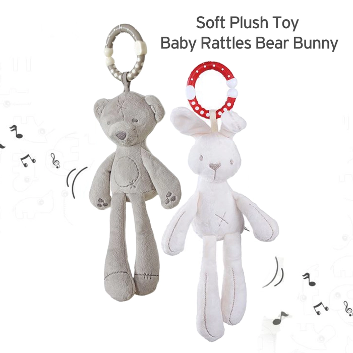 Soft Plush Toy Baby Rattles Rabbit Bear Bunny Playmat Clip On Chime for Baby Stroller Rattle Toys MamiBeby