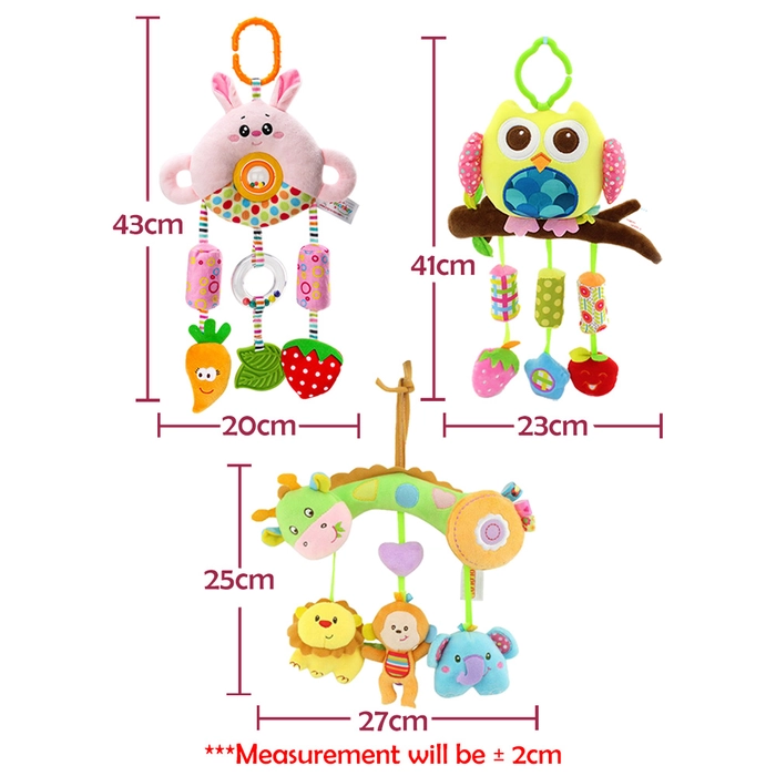 Stroller Hanging Toy Bed Baby Cot Playpens Rattle Soft Squeaker Hanging Plush Toys Happy Monkey Tororo