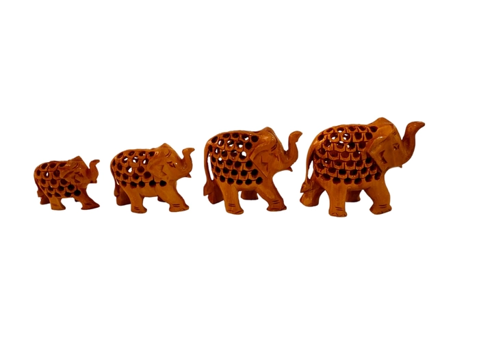 WOODEN ELEPHANT WITH JALI WORK 6659