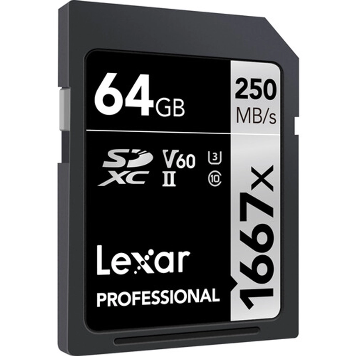 Lexar Professional 1667x SDXC UHS-II, U3, V60, RW up to 250/120 MB/s, 64GB/128GB/256GB