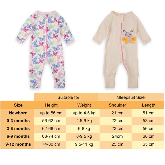 Newborn Zip Sleepsuit 100% Cotton Comfortable Baby Boy & Girl Jumpsuit Zip-up Sleepwear Baju Tidur Bayi Random Design 3-in-1 Pack