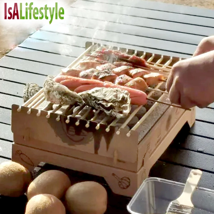 Disposable Grill Portable BBQ Box Easy Burn Charcoal One Time Grill Set Keep Burning above 90min+ BBQ at Home Outdoor Camping Garden Indoor Barbecue