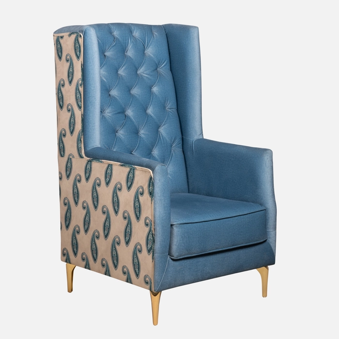 Blue high best sale back chair