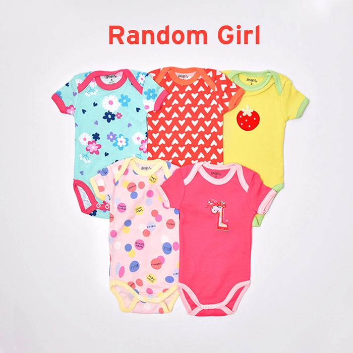 Baby Romper Baby Bodysuit Romper Set Short Sleeve 5pcs Boy Girl (Random Design)