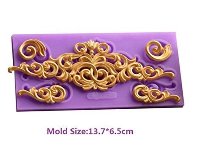 Silicone Baroque Style Curlicues Scroll Border Lace Jwellery Fondant Sugar Paste Clay Mold Cake Decoration - Divena In