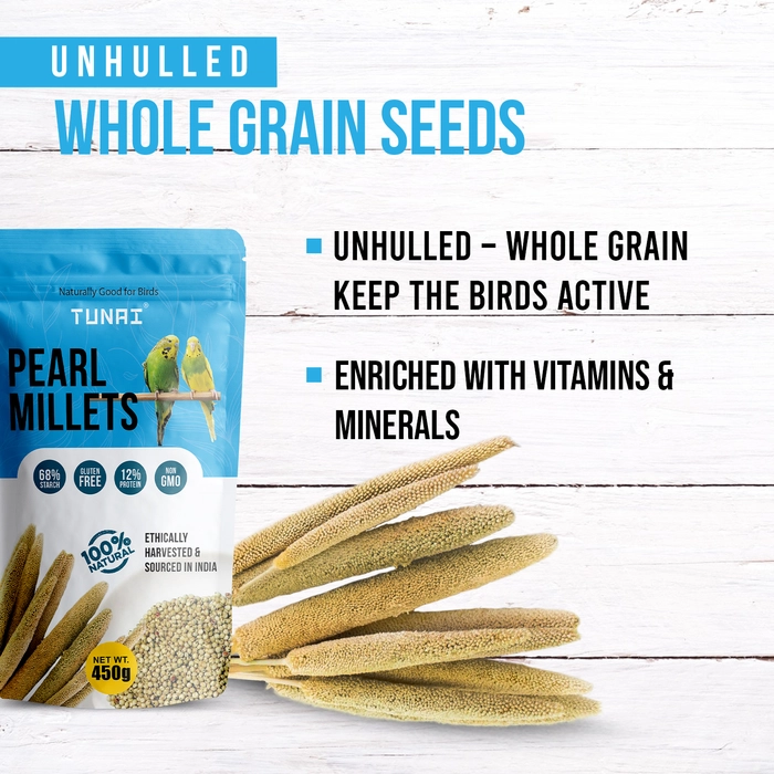 Tunai Pearl Millet | Perfect Bird Feed For Regulating Digestion, Easing Stress And Great Treat During Weaning And Breeding superior Bird Food For All Budgies, Finches, Cockatiels, Conures, Love