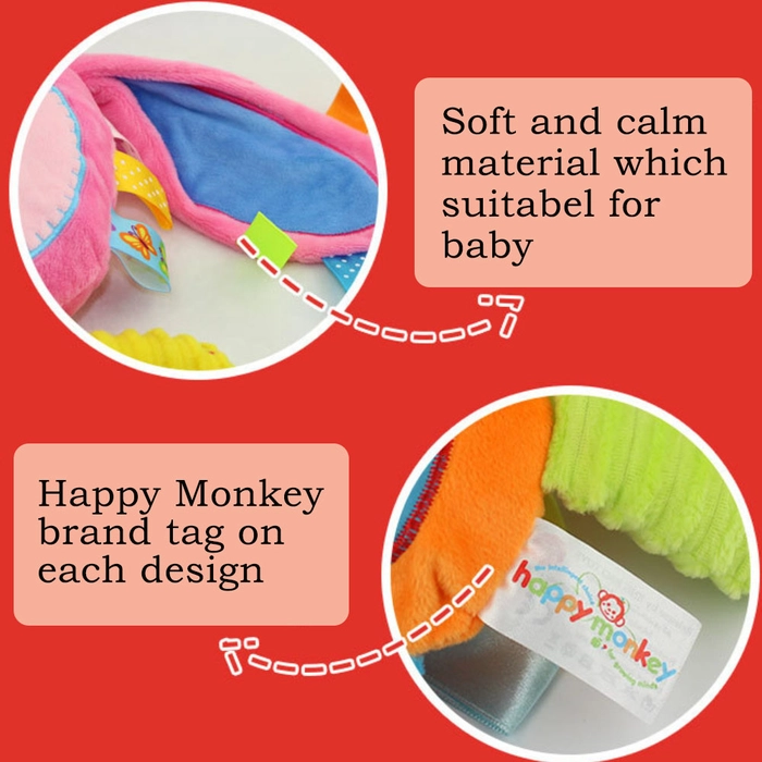 Infant Baby Plush Soft Animal Bed Hugging Stuffed Rattle Kid Children Early Development Toy Happy Monkey