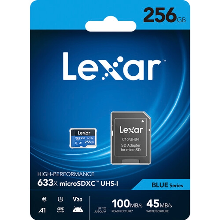 Lexar 633x microSDHC/microSDXC UHS-I w/ adapter, R up to 100MB/s, 32GB/64GB/128GB/256GB