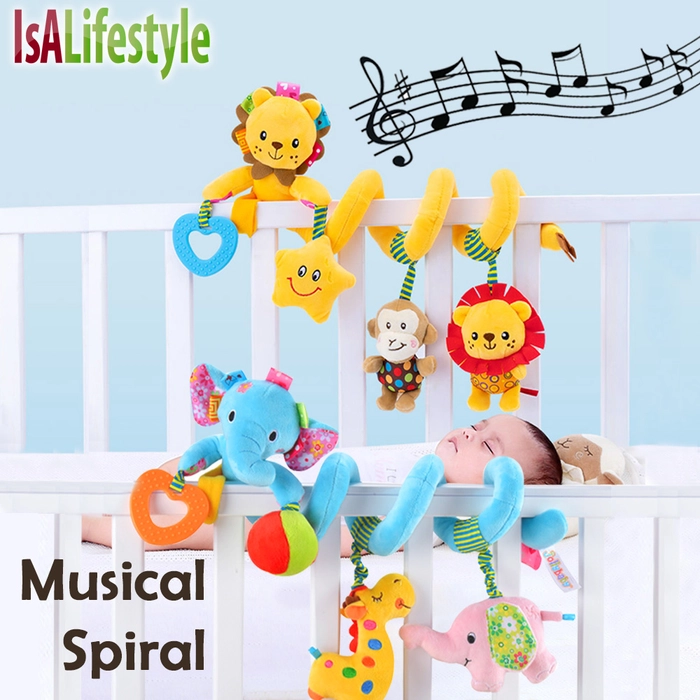 Baby Bed and Stroller Toy Baby Rattle Bed Hanging Musical Activity Spiral with Teether & Music SKK Sozzy