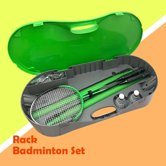 Badminton Play Set Free Racket & Storage Box Portable Sport Training Peralatan Sukan Racket Set Stand Pole