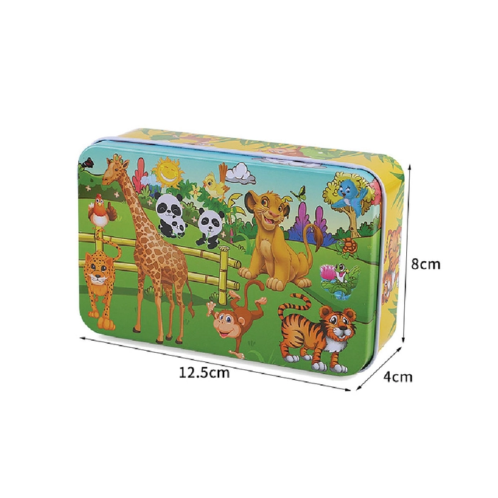 Kids puzzle Mini-Puzzle 60 Pcs Cartoon Wooden Puzzle with Small Tin Box Package