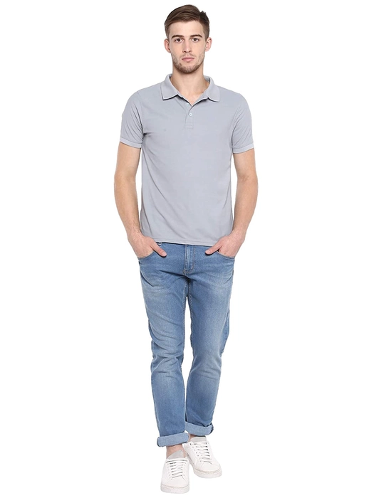 T-Shirt / Polo Collar / TriBlend / Light Grey