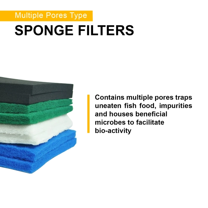 Tunai Pilteo Reusable Sponge Easy To Cut Filters For Both Mechanical And Biological Filtration In Aquarium Fish Tank, Super Absorbent Polyester Fabric Traps Fish Food Left Overs, Impurities And Houses