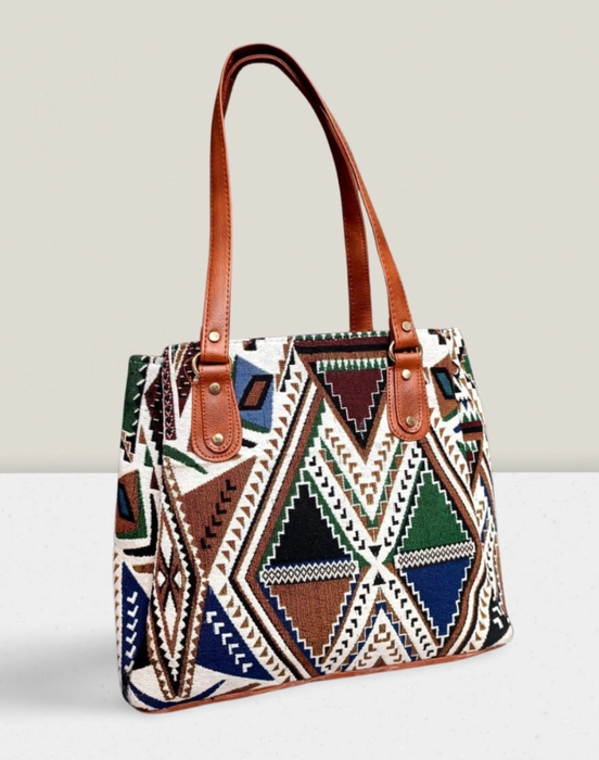 Flipkart.com | Jungli Murgi Multicolor Jacquard Tote with Black Handles  Shoulder Bag - Shoulder Bag