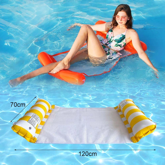 Inflatable Hammock Floating 4in1 Way Easy Float Water Lounge Bed Mattress Swimming Pool Float Beach Row Drifter Water Exercise Saddle