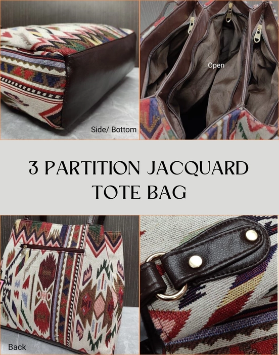 Checked Jacquard Cotton Canvas Tote Bag in Multicoloured