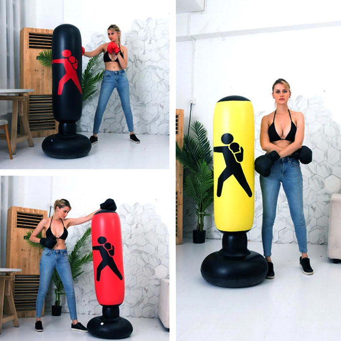 1.6m Tall Boxing Punching Bag Fitness Equipment PVC Inflatable Boxing Column Tumbler Sandbag Boxing Training