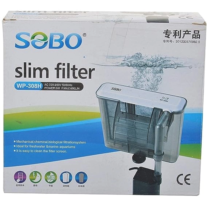 Sobo WP-308H Aquarium Filter Pump Slim Hanging Filter