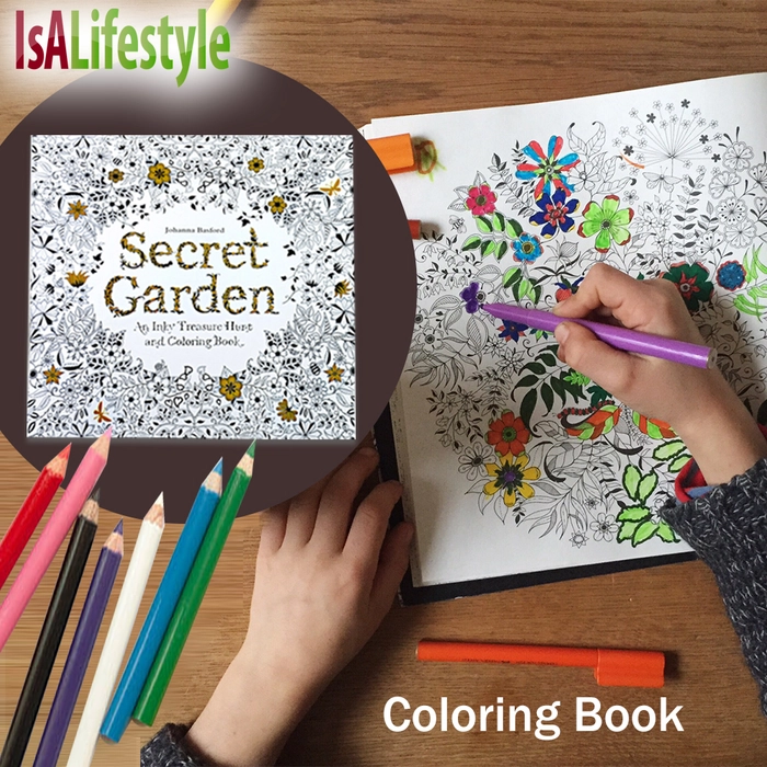 Secret Garden Colouring Color Book 185x185mm Stress Release for Adult Kid Student Pressure-relief Relax