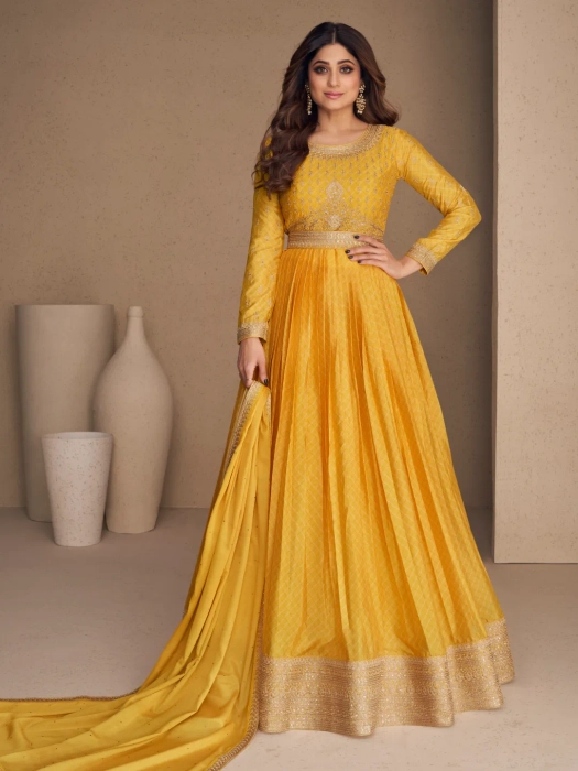 Monaca Yellow Silk Cut-Out Gown
