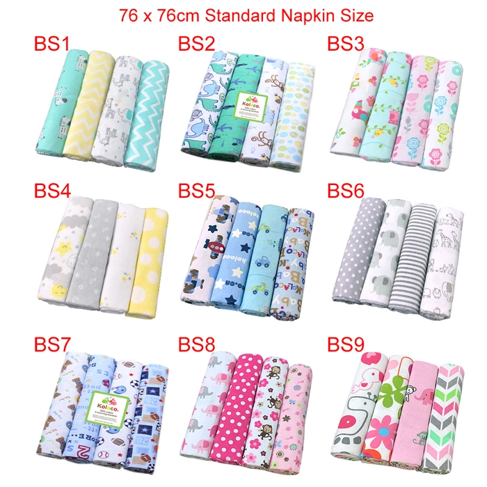 New Born 4pc Receiving Blanket Flannel Cotton Baby Swaddle Wrap Newborn Selimut Kain Bedung Bayi Lampin BS