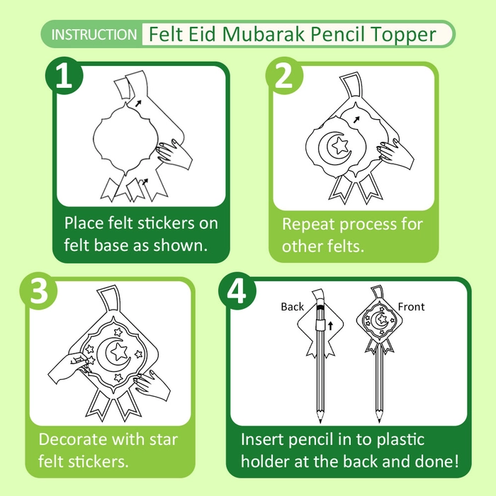 【Selamat Hari Raya】 Kids Traditional Art Craft Felt Eid Mebarak Pencil Topper / Hanging Deco/ Scratch Art