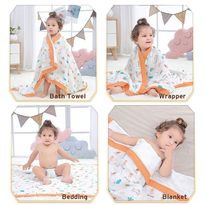 New Born Baby Muslin Blanket Big 6 layer Breathable 100% Cotton Wrap Gauze Selimut Bayi Besar 110x110cm BB