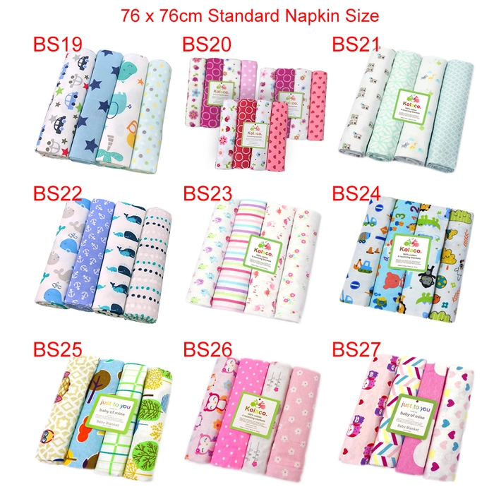 New Born 4pc Receiving Blanket Flannel Cotton Baby Swaddle Wrap Newborn Selimut Kain Bedung Bayi Lampin BS