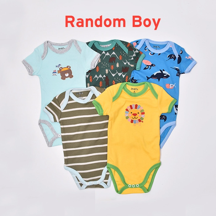 Baby Romper Baby Bodysuit Romper Set Short Sleeve 5pcs Boy Girl (Random Design)