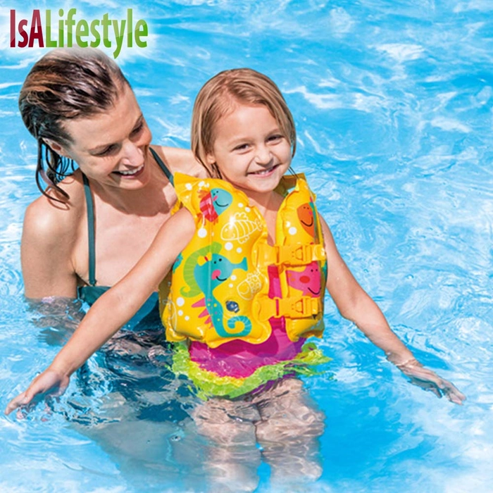 Swim Vest Inflatable Float Kid Life Jacket For Age 3 to 6 Years Pelampung