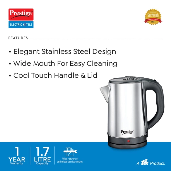 Prestige Electric Kettle - 2 Liter - Black And Silver