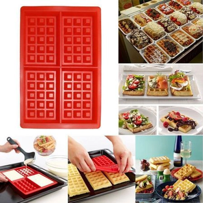 4 Cavity Belgian Waffle Chocolate Silicone Mould