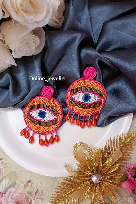 Round Frame Diamond Evil Eye Earring Online Jewellery Shopping India | Rose  Gold 14K | Candere by Kalyan Jewellers