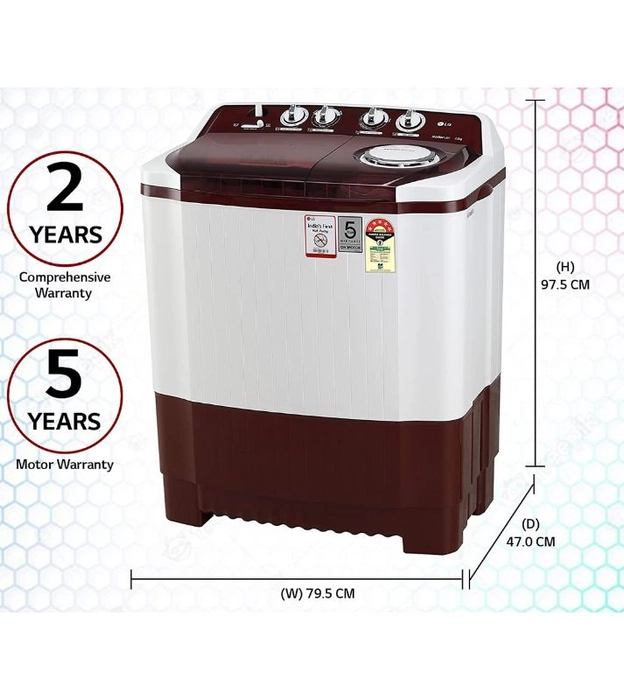 LG 7.5 Kg 5 Star Semi Automatic Top Loading Washing Machine(P7510RRAZ)