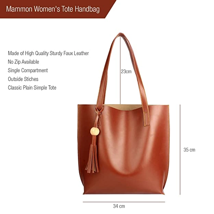 Women s Tote Bag plain Tan Mammon bags