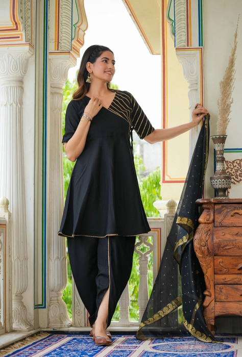 Buy A - TEX INDIA Women Black Printed Straight Kurta With Dhoti Pants  Online at Low Prices in India - Paytmmall.com