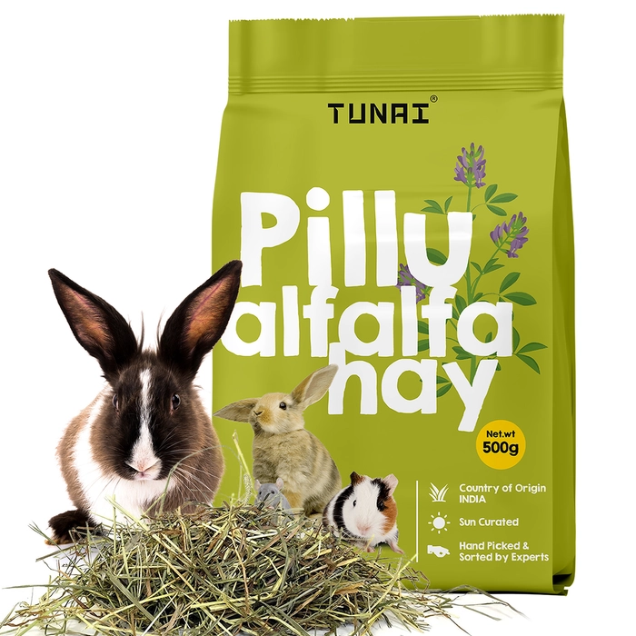 TUNAI Pillu Alfalfa Dried Hay For Rabbit, Hamsters, Guinea Pigs And White Mice All Life Stages