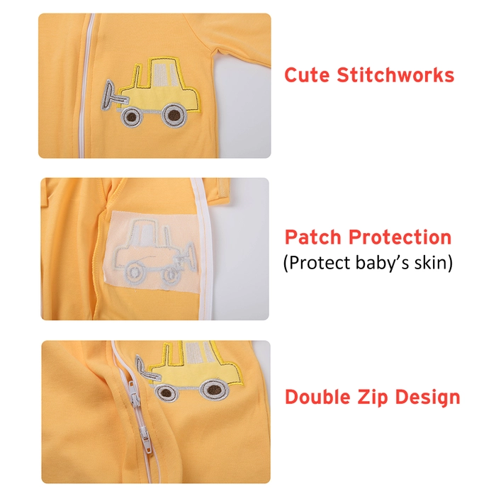 Newborn Zip Sleepsuit 100% Cotton Comfortable Baby Boy & Girl Jumpsuit Zip-up Sleepwear Baju Tidur Bayi Random Design 3-in-1 Pack